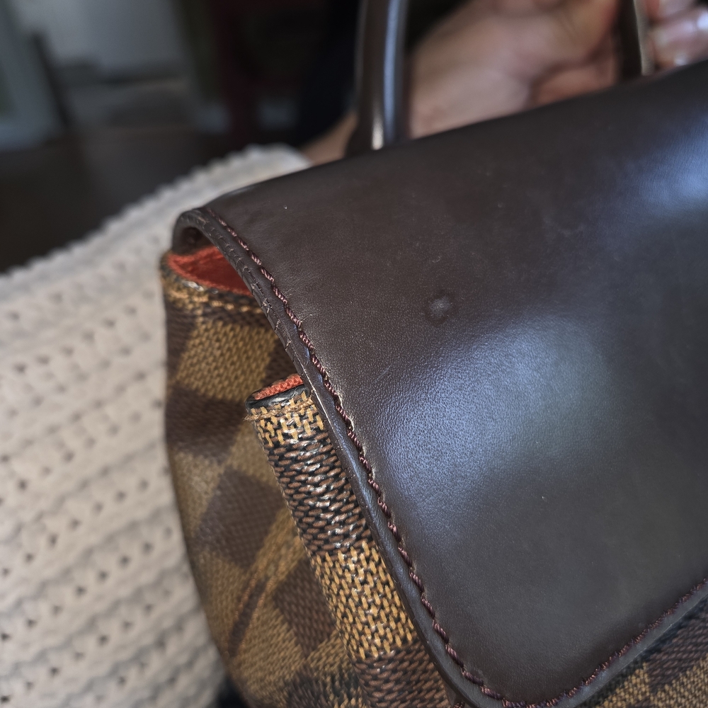 Authentic Louis Vuitton Brown Checkered Backpack with Dark Leather Trim - Picture 9 of 14